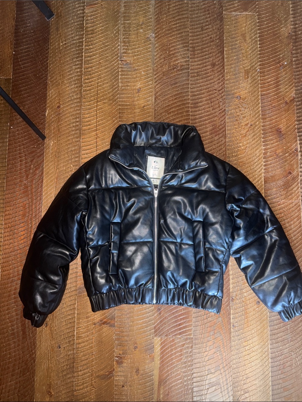 Abercrombie & Fitch Black Quilted Faux Leather Jacket